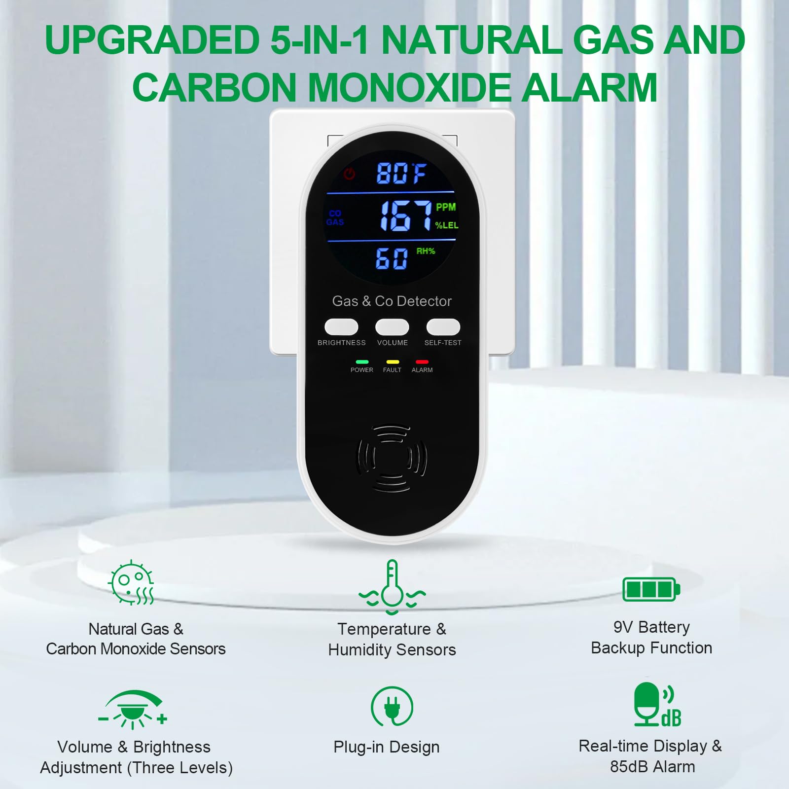 5-in-1 Carbon Monoxide Alarm N - Co Detector Plug 리뷰 및 가격