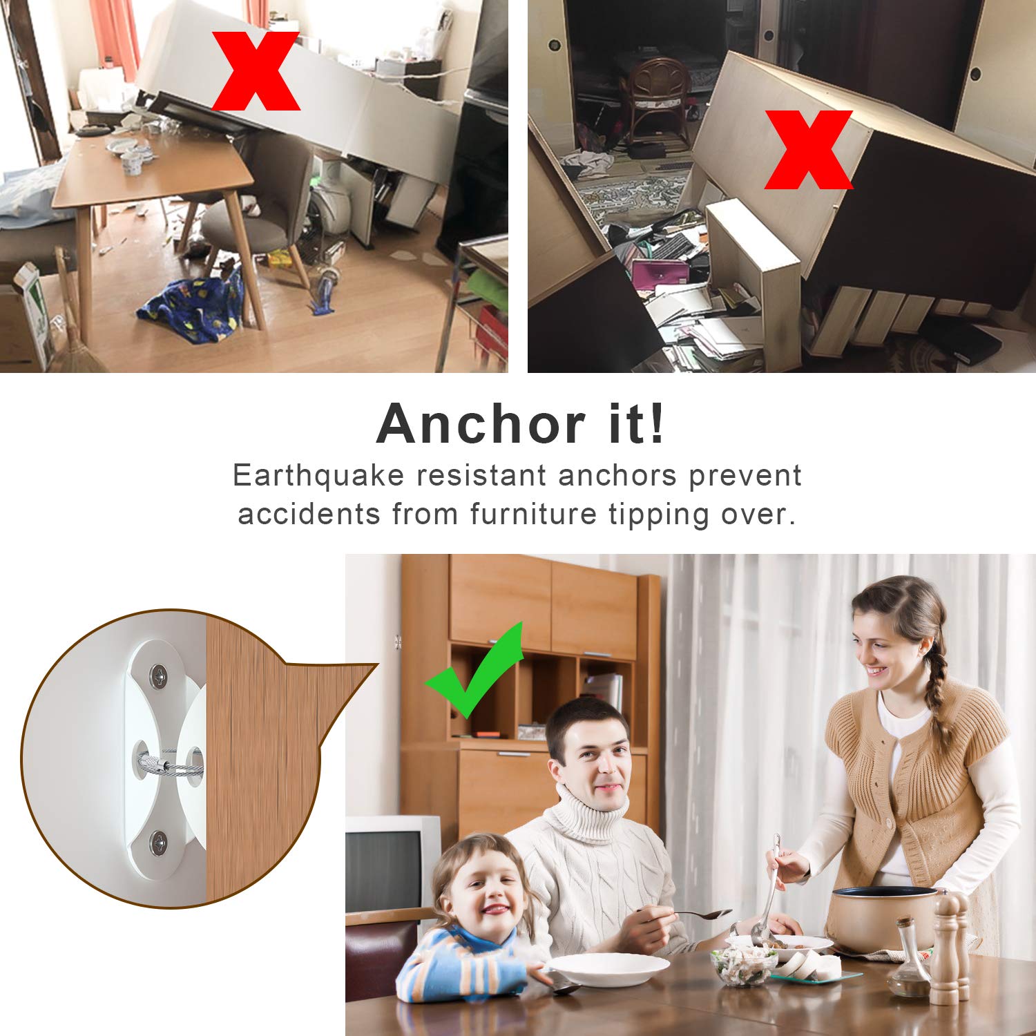 6 Set Furniture Wall Anchors A - Earthquake Anchor Strap 리뷰 및 가격