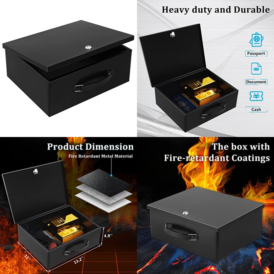 Portable Metal Safe Box with K - Fire Safe Document 리뷰 및 가격