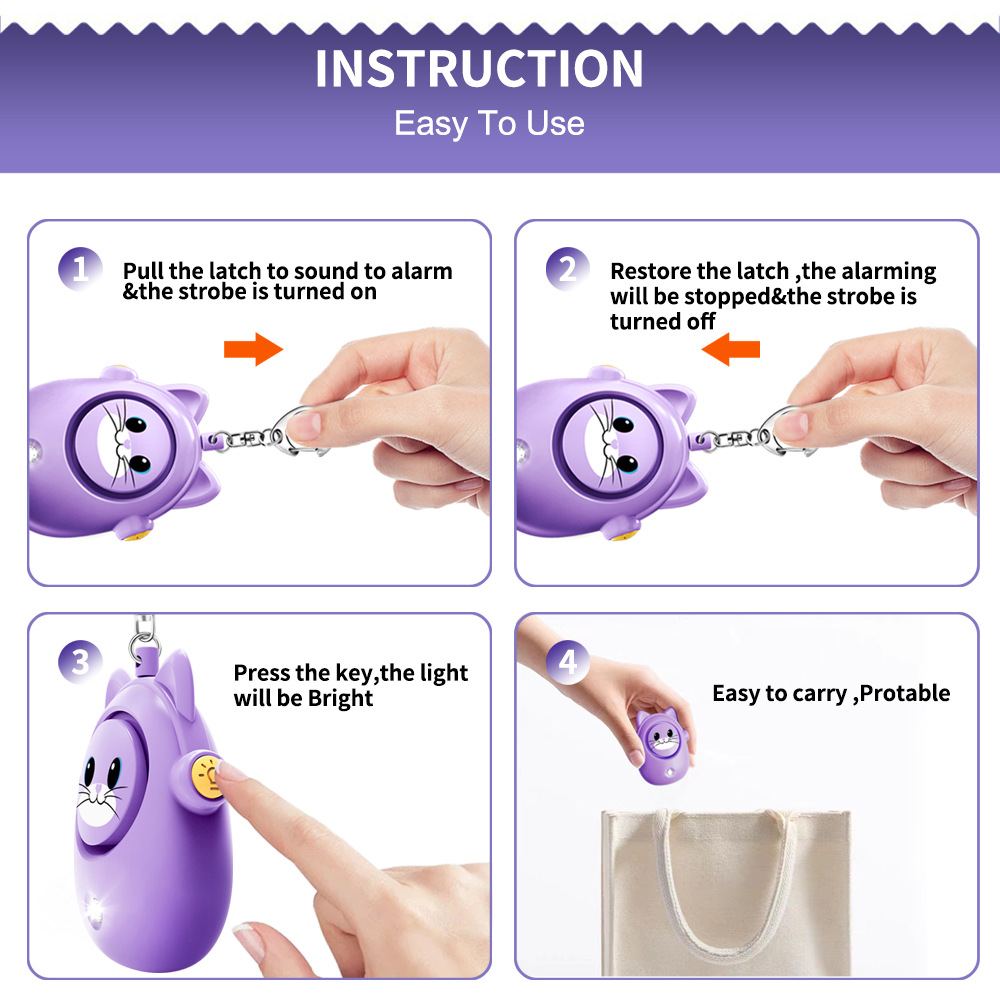 H8 2024 New Cute Cat Personal  - Personal Alarm Keychain 리뷰 및 가격