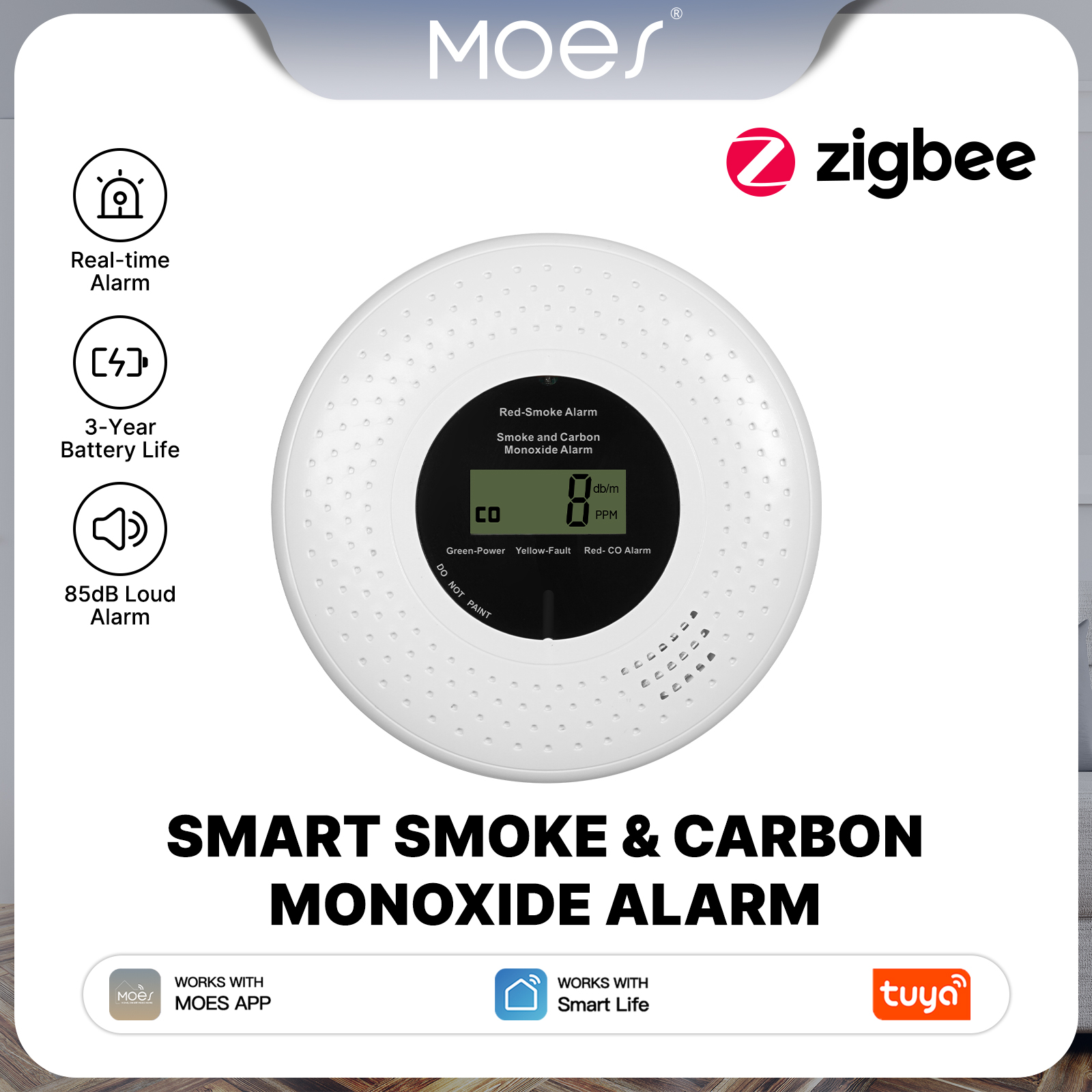MOES Tuya Zigbee Smart Smoke C - Co Detector Plug 리뷰 및 가격